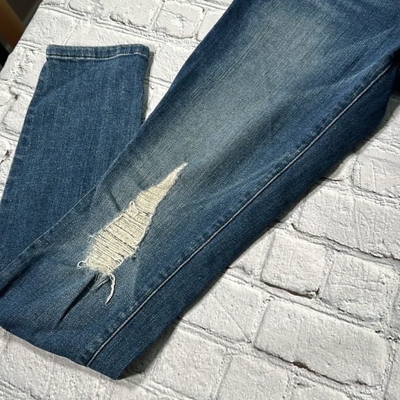 Frame Denim Jeans Women 25 Le Skinny de Jeanne Mid Rise distressed Blue Med Wash - Picture 5 of 16